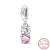 Copper Cute Pink Princess Cat Pet Charms Pendant Beads Jewelry Fit Original Bracelet For Women Diy Gift