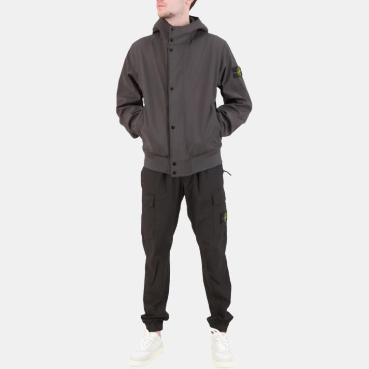 STONE ISLAND SS25 Куртка софтшелл однотонная повседневная с капюшоном, длинным рукавом, ветрозащитная, водонепроницаемая, дышащая, мужская K1S1541000-90S0A22-V0065