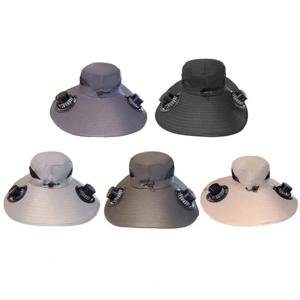 Removable Solar Fan Hat Dual Fan Fishing Bucket Hat Long Endurance Cooling Fisherman Hat Fishing