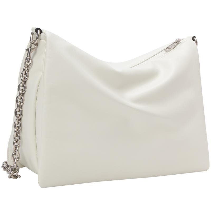 Calvin Klein Minimalist Metal Letter Zipper Chain Synthetic Material Shoulder Bag Small Square Crossbody Bag Medium Women Bags Ivory DH3575-115