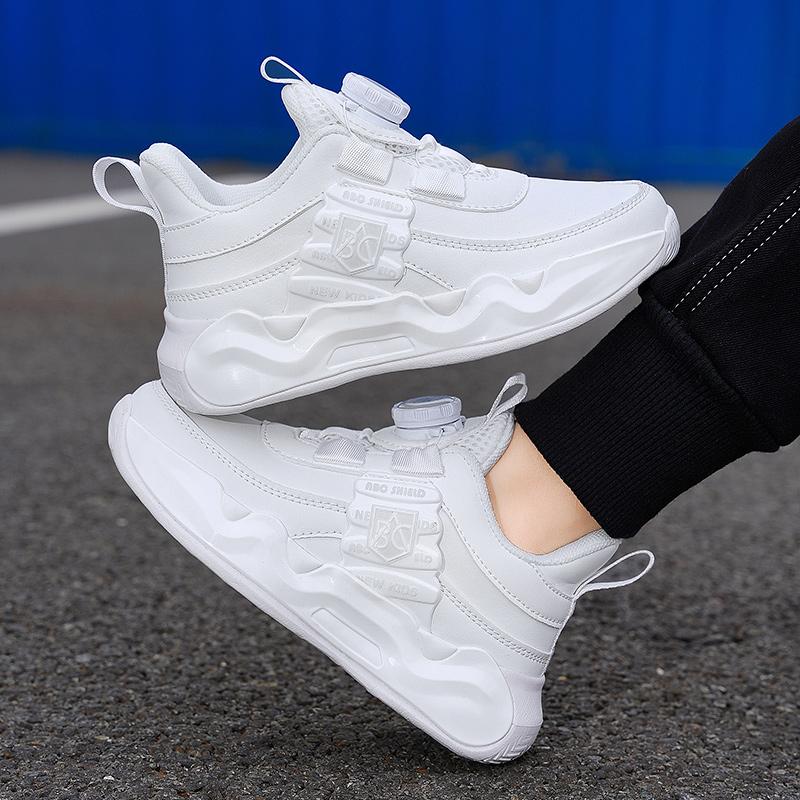 Unisex Sports Shoes Children Luminous Sports Shoes Thick Bottom Fashionable Boys Sports Shoes Rotating Button Girls Sports Shoes