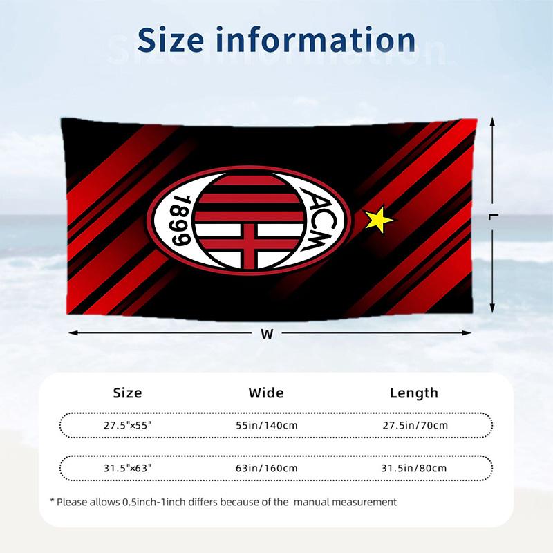 AC Milan Beach Towel Soft Microfiber Summer Towel Quick Dry Absorbent Towel for Beach Swimming Pool Travel