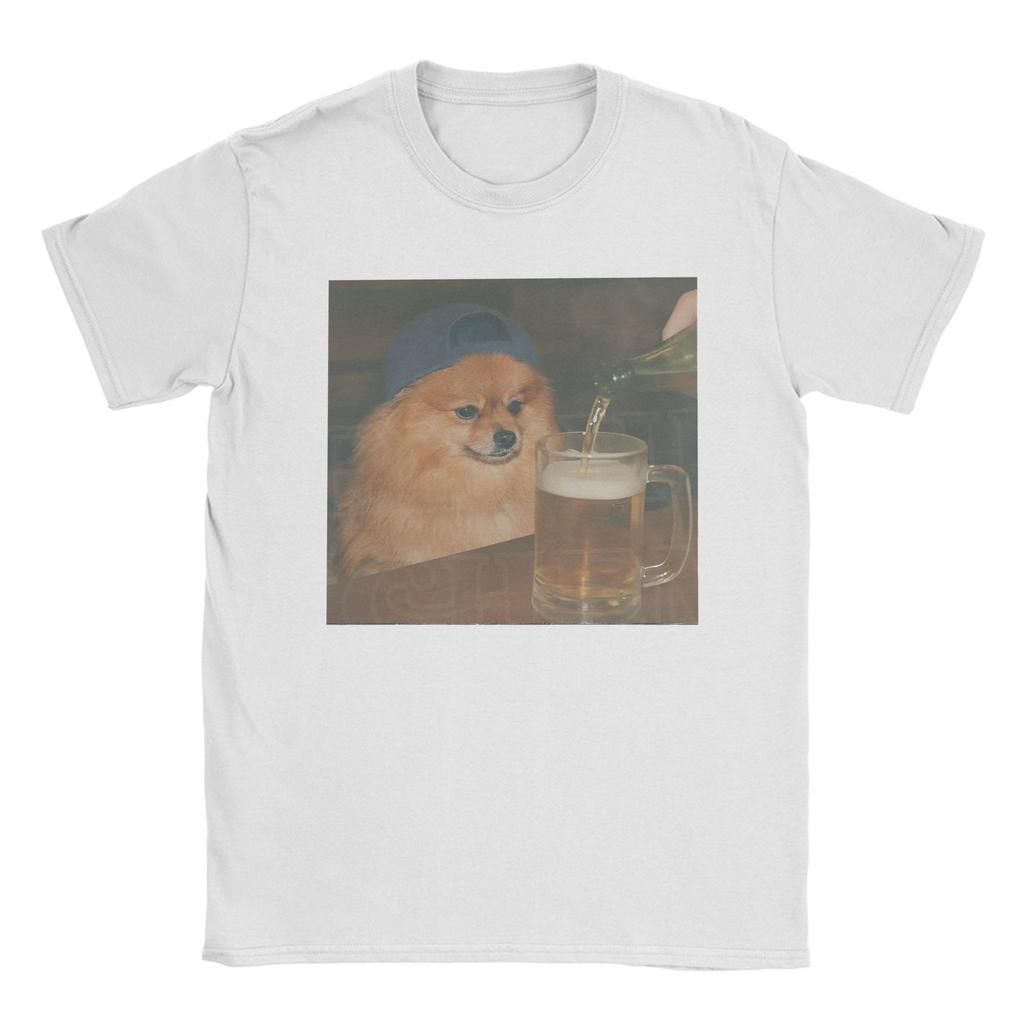 Unisex Unisex Tshirt Funny Patriotic Pomeranian Dog Drinking Beer American Pure Cotton Tees T Shirts Crewneck Clothing Plus Size