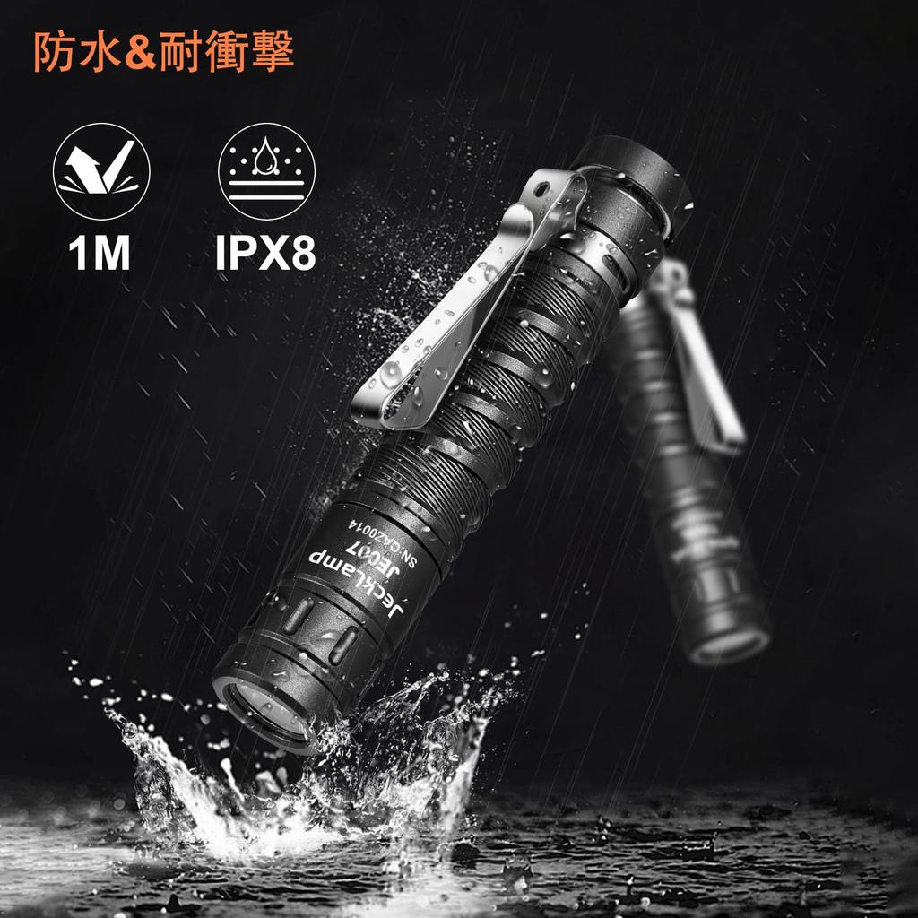 JeckLamp LED 550 IPX8 4 101м Луч Питание от батареек ААА Фонарь, Люмены, Водонепроницаемый, Режимы, Дальность, (JE007) (черный)
