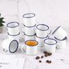 16 Pcs 4 Oz Enamel Camping Coffee Mugs Mini Metal Mug With Handle Small White Enamel Mug Vintage Round Enamel Cup Portable Drink
