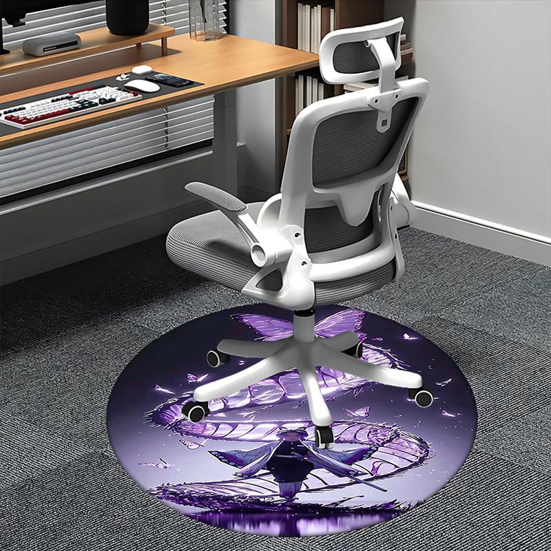 Butterfly Dragon,Demon Slayer Chair mat Round Rug Office carpet, Non slip, Suitable for Living Rooms, Bedrooms Decor.1205414a
