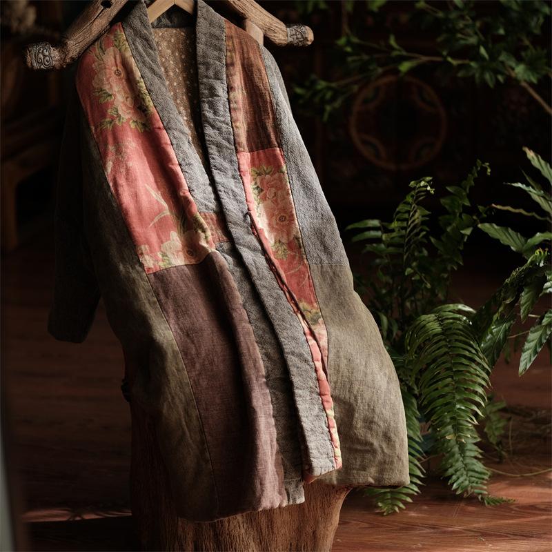 Johnature Женские винтажные лоскутные цветные зимние парки, свободные теплые пальто с длинными рукавами, льняные плюс хлопковые женские длинные парки