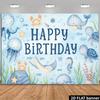 Plastic Ocean Theme, Watercolor Style, Elements of Octopus, Whale and Turtle, Made of Durable Polyester Material.