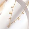 Round Zircon Necklace Four-leaf Clover Pendant Neck Chain Necklace, the Best Gift for Friends