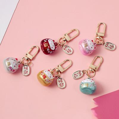 Японский брелок для ключей Lucky Cat, сумка для автомобиля, брелки, декор, кулон со звуком воды и колокольчиком
