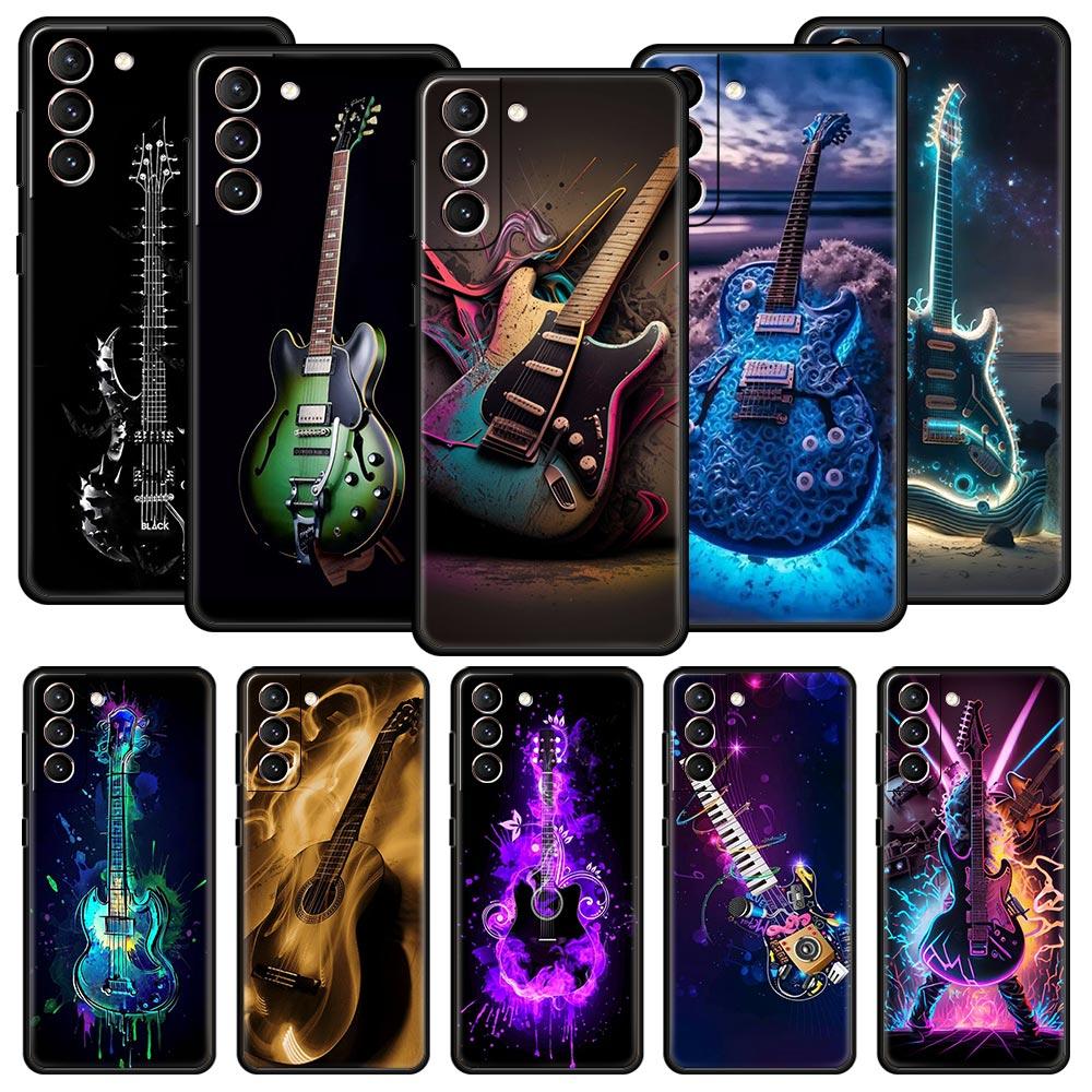 Чехол для телефона с изображением гитарной музыки для Samsung Galaxy S26 Ultra S25 Plus S24 FE S23 S22 5G S21 S20 Черный Мягкий