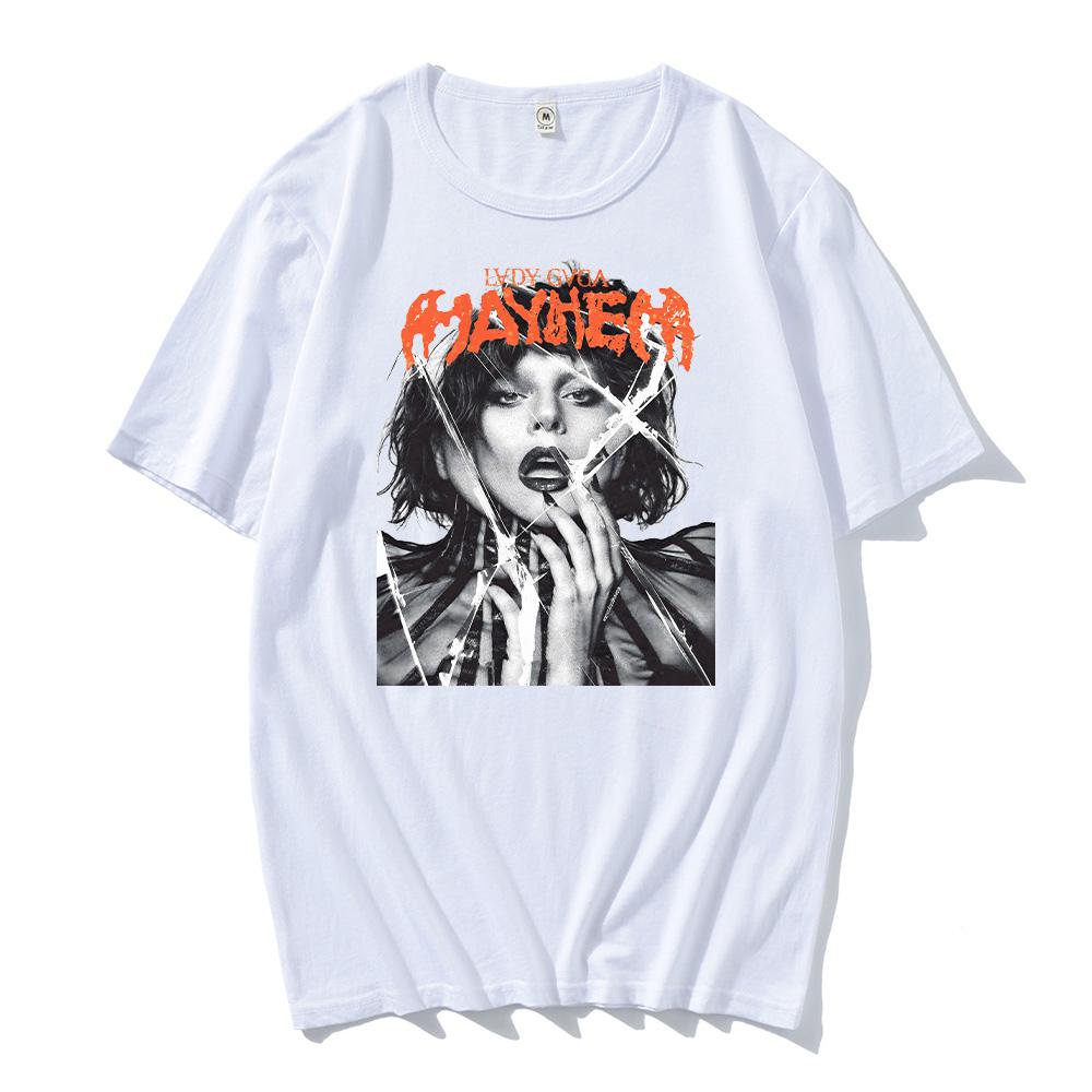 Футболки Lady Gaga Mayhem Унисекс Высокое Качество Хип-Хоп Хлопковые Футболки Мода Унисекс Эстетика Ретро Футболки Летняя Новая Одежда