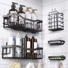 Self Adhesive Shower Shelves,inside Shower Rack Large Capacity Shower Basket with 1 Soap Holders for Bathroom and Kitchen