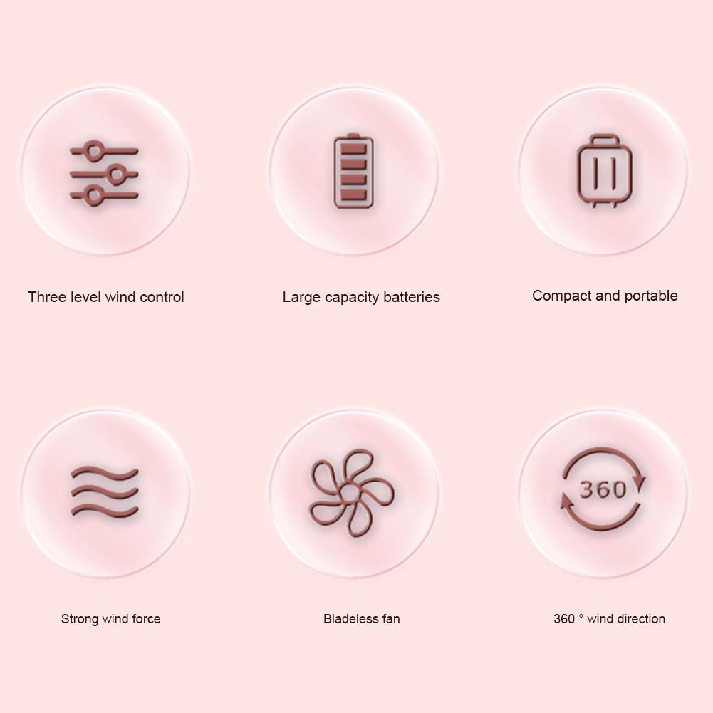 - Портативный шейный вентилятор с 3 скоростями зарядки через USB, регулируемый для мужчин и женщин (белый)