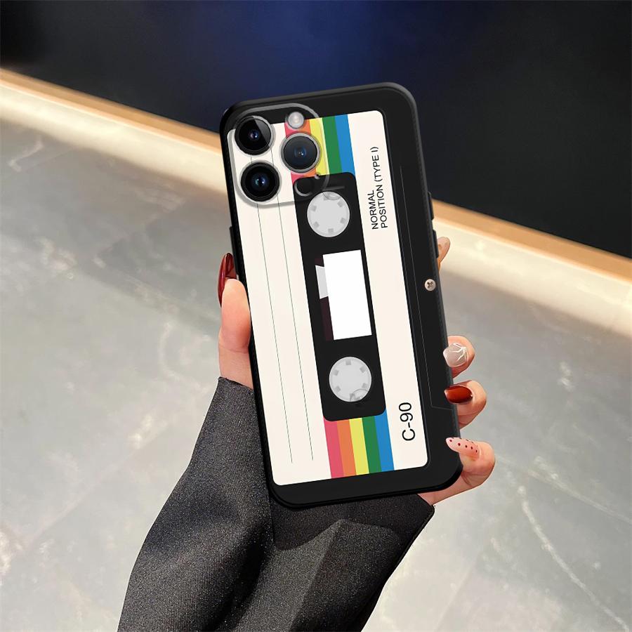 Ретро-кейс в виде кассеты для iPhone XS Max 7 8 13 12 11 17 Pro Max 15 16 14 Plus 17Air XR Черный Мягкий Чехол для Телефона
