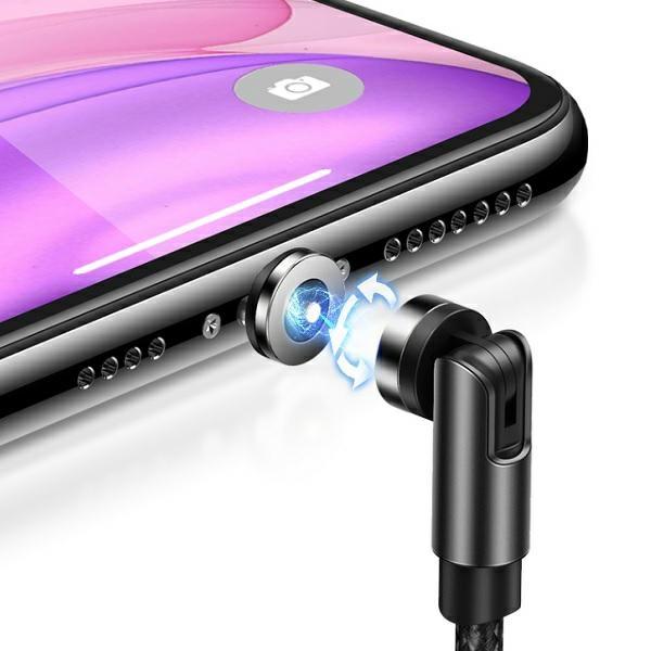 USAMS Magnetic Cable U59 lightning2.1A Fast Charge 1m braided black/black SJ472USB01 (US-SJ472) adjustable angle