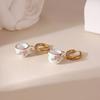 Chinese Style Blue and White Porcelain Earrings Gold Enamel Hoop Earrings  Jewelry Accessories