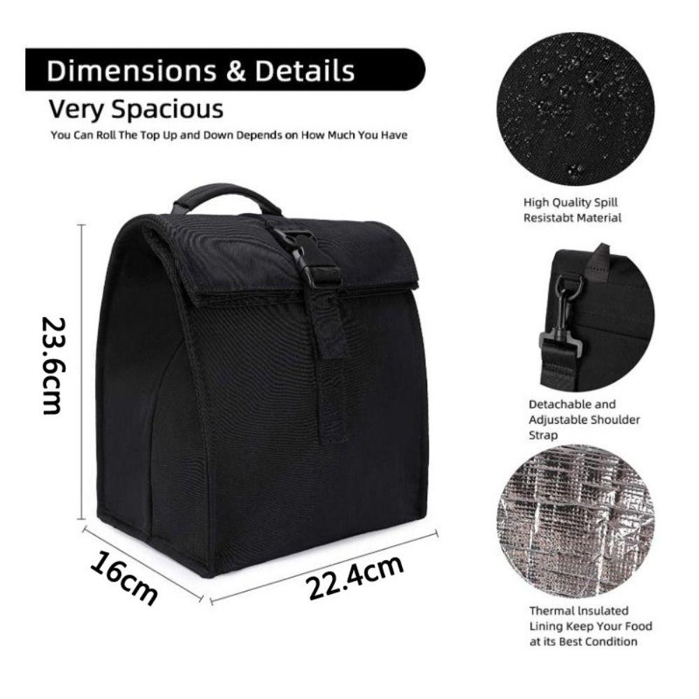 Large Capacity Insulated Lunch Bag Collapsible Waterproof Women's Casual Handbag with Adjustable Shoulder Strap Reusable