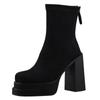 Women's Mid Calf Boots Platform Woman Designer Winter Punk Style Ankle Female Black Social Shoes Stripper Heels