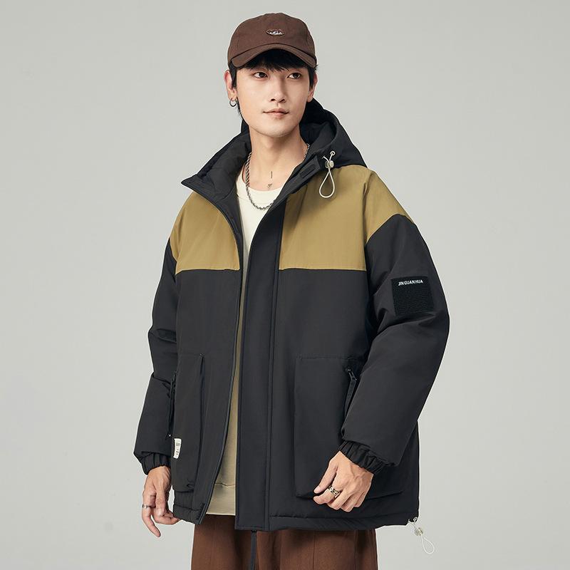 Мужская хлопковая куртка с капюшоном для осени и зимы, толстый сшитый верх, для спорта на открытом воздухе