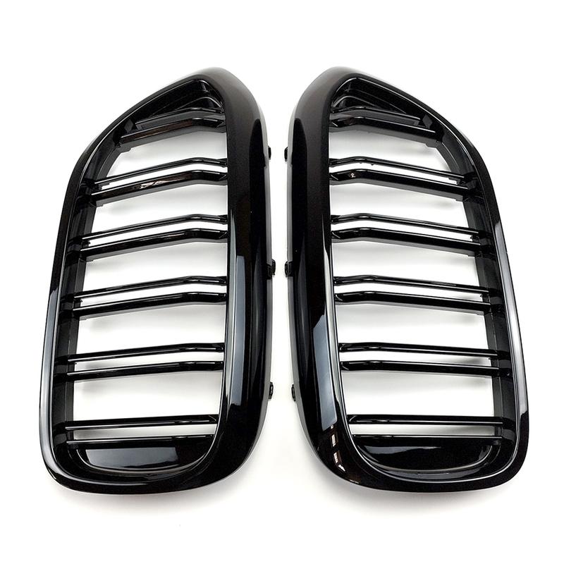 Решетка переднего бампера для BMW 5 серии M5 G30 G31 520i 530i 540i ABS 2-х планчатая глянцевая черная передняя решетка