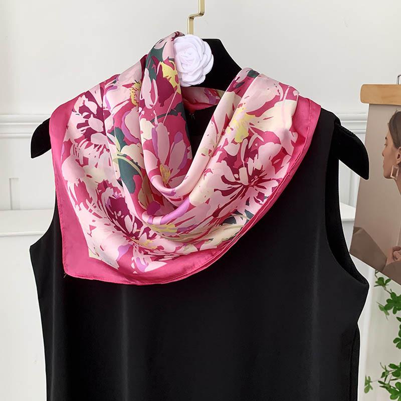 Retro 70*70 Square Scarf Colorful Silk Scarf Women Neck Scarf All-Match Shawl Trendy Headscarf Women'S Accessories Gifts