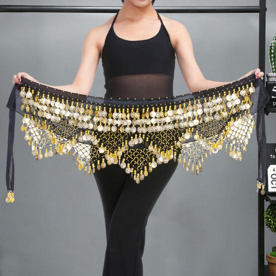 Velvet Belly Dance Waist Chain with Coin Lace-up Lightweight Women Dancing Waist Belt Dancer Accessories