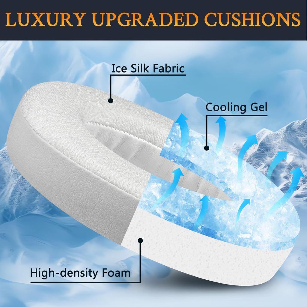 SOULWIT Cooling Gel Ear Pads for Bose Noise Cancelling 700 (NC700/NCH700) Wireless Headphones, Cooling Thickness - White