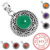 925 Sterling Silver Pendant Women Gemstone Handmade Jewelry Mothers' Day Gift Amber Amethyst Black Onyx Carnelian Garnet Quartz Green Onyx Gold Stone