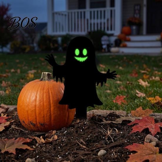 Black Cat Lawn Decor Halloween Garden Stake, Yard Sign with Glow-in-the-dark Sunproof Silhouettes Eyes, Waterproof Spooky Ghost Silhouette for Pathway