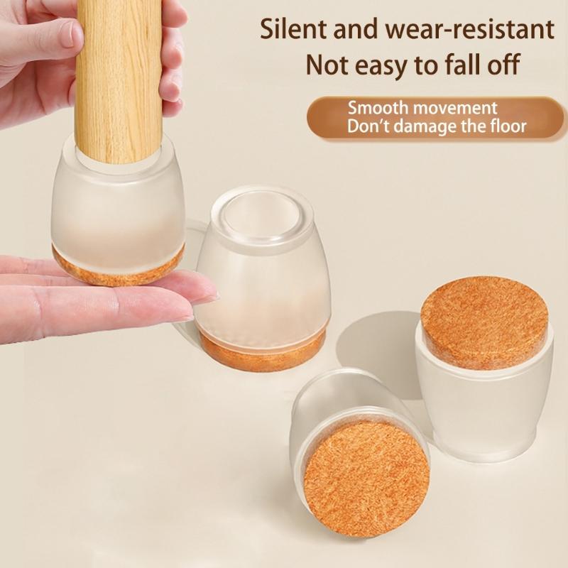 8Pcs Table Chair Leg Protector Cover Silicone Furniture Floor Feet Cup Thick Felt Bottom Protector Feet Cover Reduce Noise