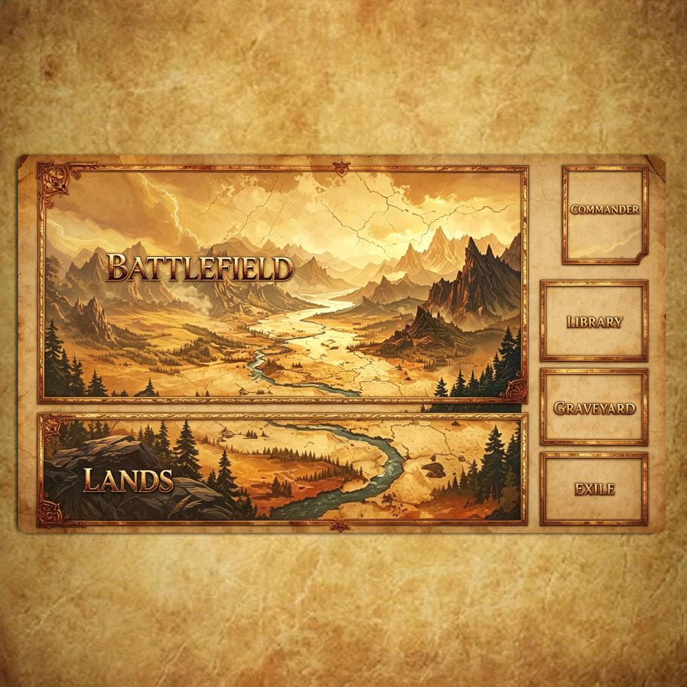 Dark Wood Mouse Pad Card Playmat Stitched with Magic Zones Game Mats Tabletop for MTG/TCG Card Battle Commander Gaming Mat