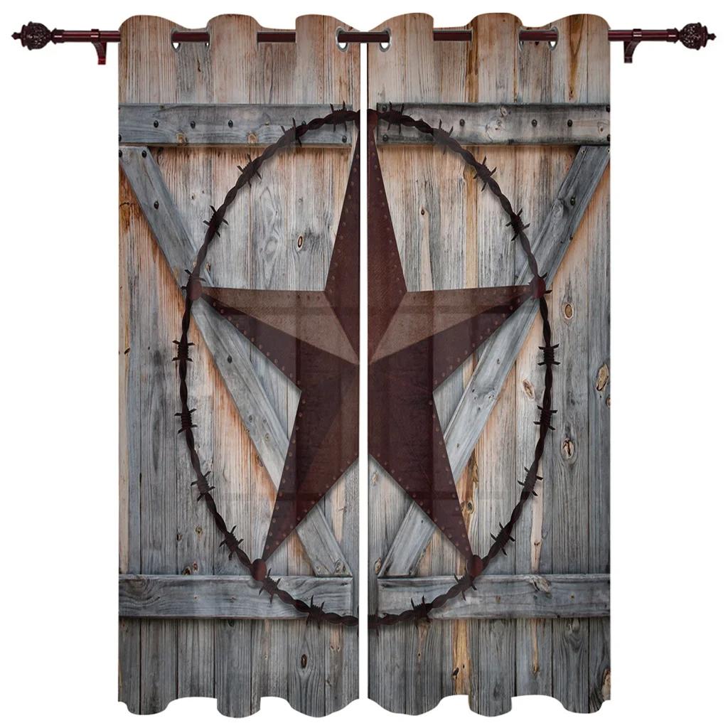 Western High Shading Curtains Traditional Rustic West Wooden Door Living Room Decoration Curtains Bedroom Window Drapes New