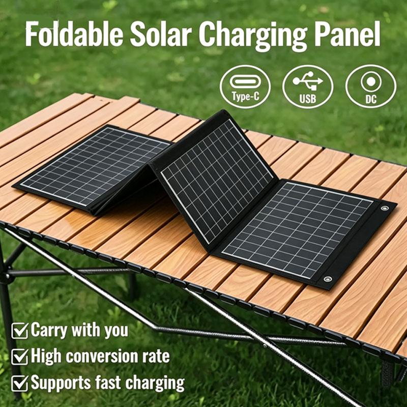 40W Foldable Solar Panel Monocrystalline Silicon Portable Solar Charger with USB Type-C DC Output for Outdoor Camping Hiking Travel Fishing Emergency