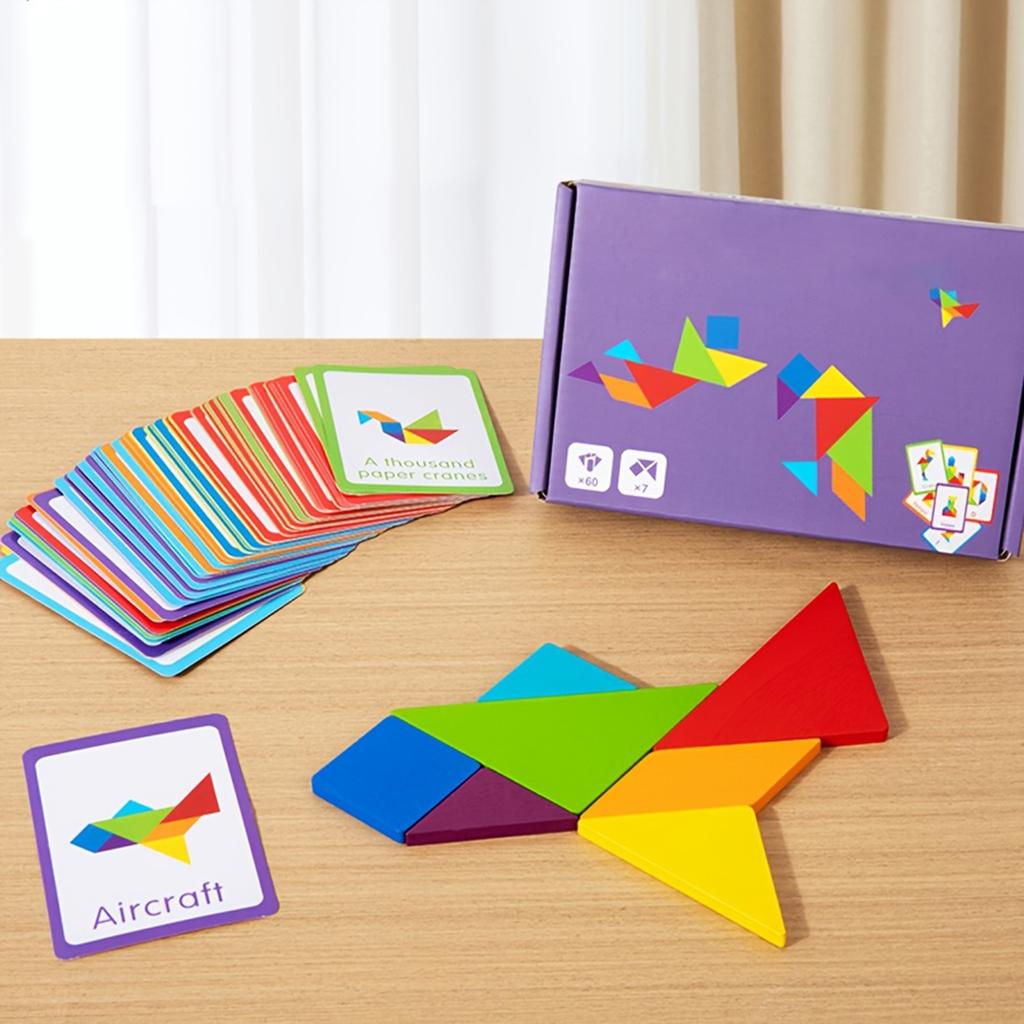 Wooden Tangram Puzzle Toys, Geometric Shape Toys, Parent Child Interactive Educational Toys, Holiday Gifts And Birthday Gifts.