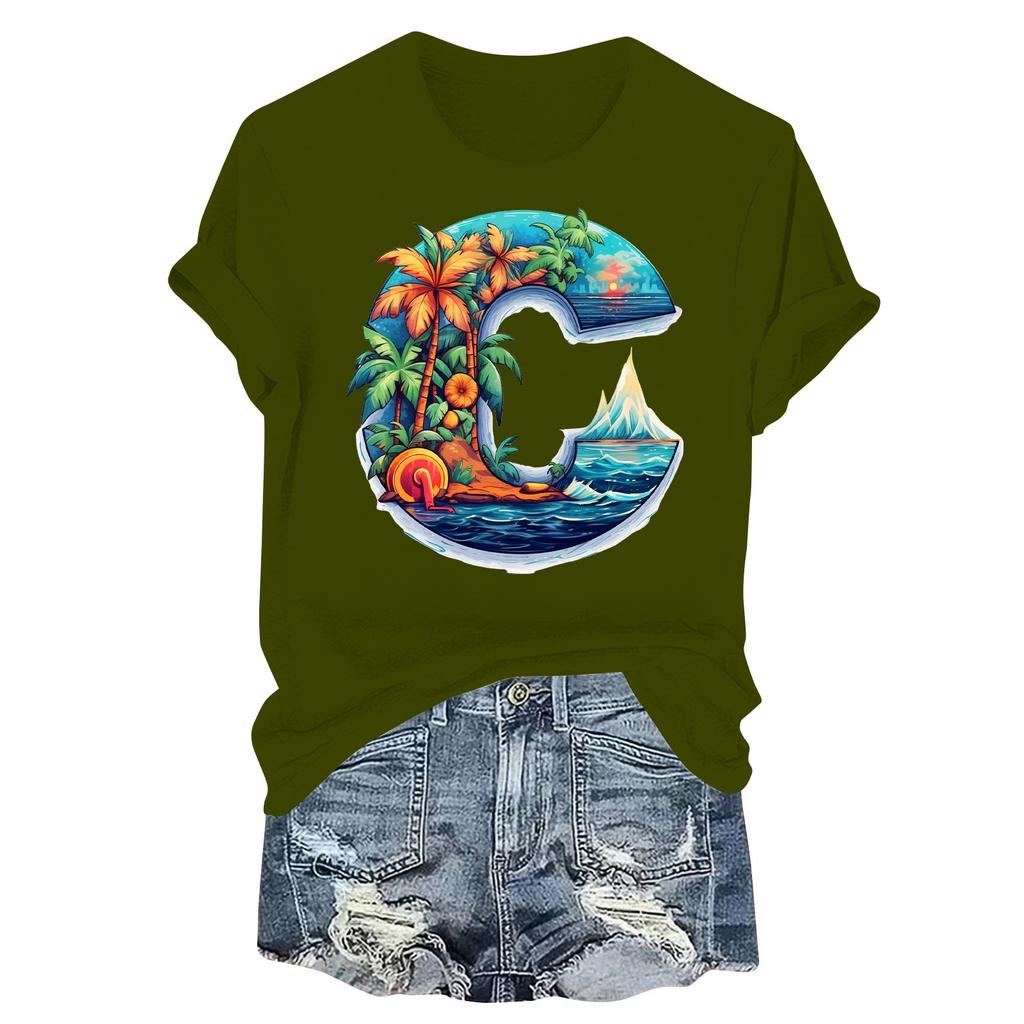 Женская модная повседневная плиссированная футболка с коротким рукавом с принтом