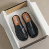 Spring New Women 'S Outside Wear Slippers High -Heeled Mule Muller Shoes Round Head British Style Black Party And Office Wear