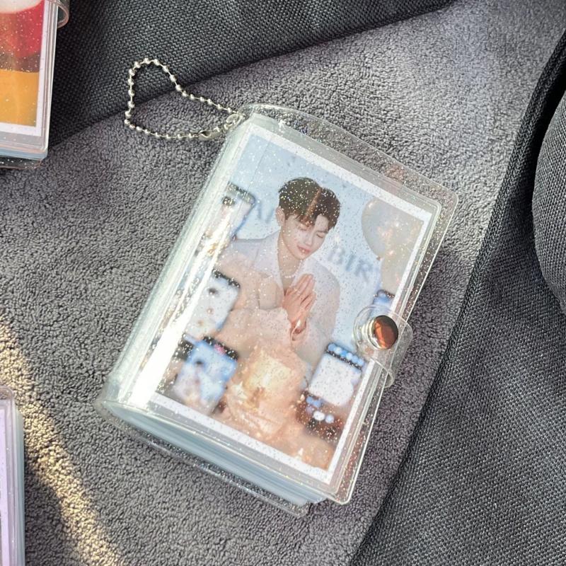 Мини Альбом на 28 Фотографий Блестящий Прозрачный 3-дюймовый Звездочет Маленький Хранилище Фотокарточек Портативная Сумка для Карт