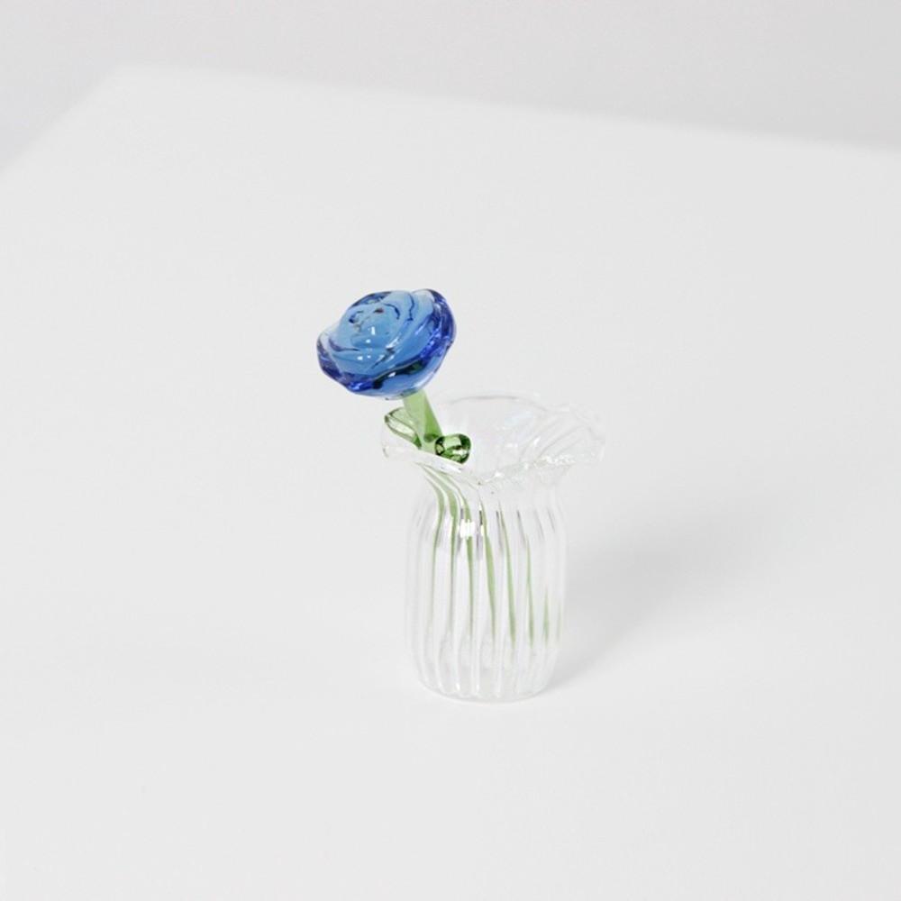 Colored Glaze Glass Flower Bouquet Simulation Floral Hand-blown Glass Flower  Home Room Decoration