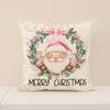 Розовый Рождественский Набор Подушек, Льняная Подушка для Автомобиля с Принтом, Праздничное Оформление Атмосферы, Диванная Подушка