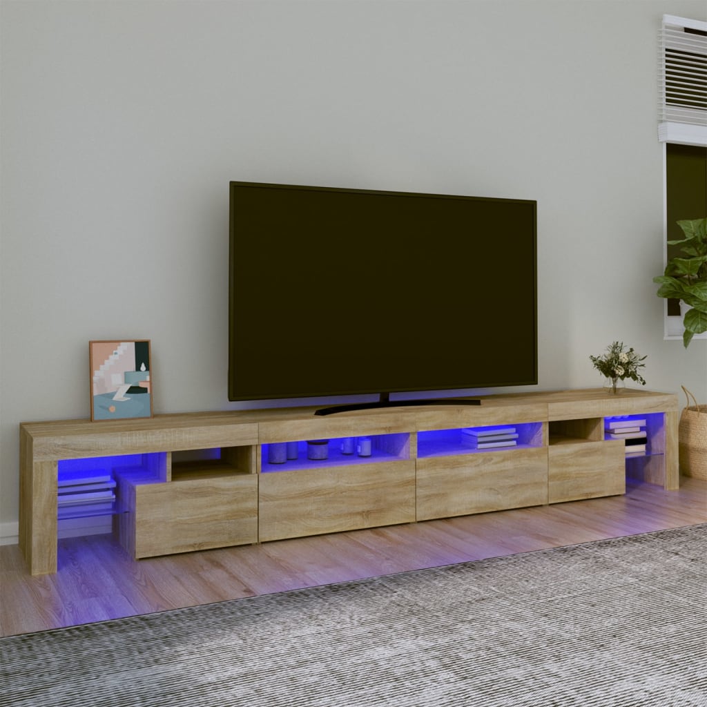 Vidaxl Szafka Pod Tv Z Oświetleniem Led, Dąb Sonoma, 260X36,5X40 Cm