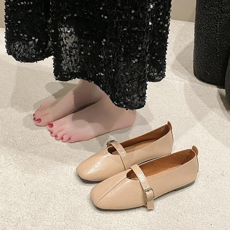 Женская обувь большого размера, весенняя, новая, квадратная, с неглубоким носком, с одинарной подошвой, мягкая, низкая, нескользящая, на плоской подошве