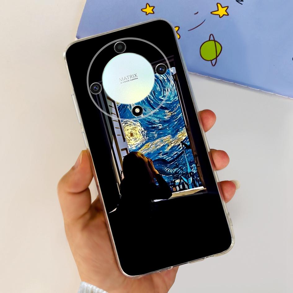 Чехол для Honor X9b 5G ALI-NX1 Популярный Цветок Мягкий Прозрачный Силиконовый TPU Чехол для Honor X9a RMO-NX1 HonorX9 ANY-NX1 Ударопрочный Funda