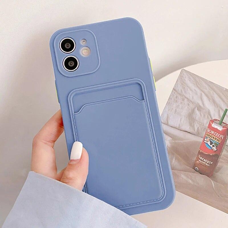 Soft Silicone Phone Case For iPhone 14 Pro Max Case iPhone 11 15 13 12 Pro Max XR XS 14 15 Plus 7 8 SE Wallet Card Holder Cover