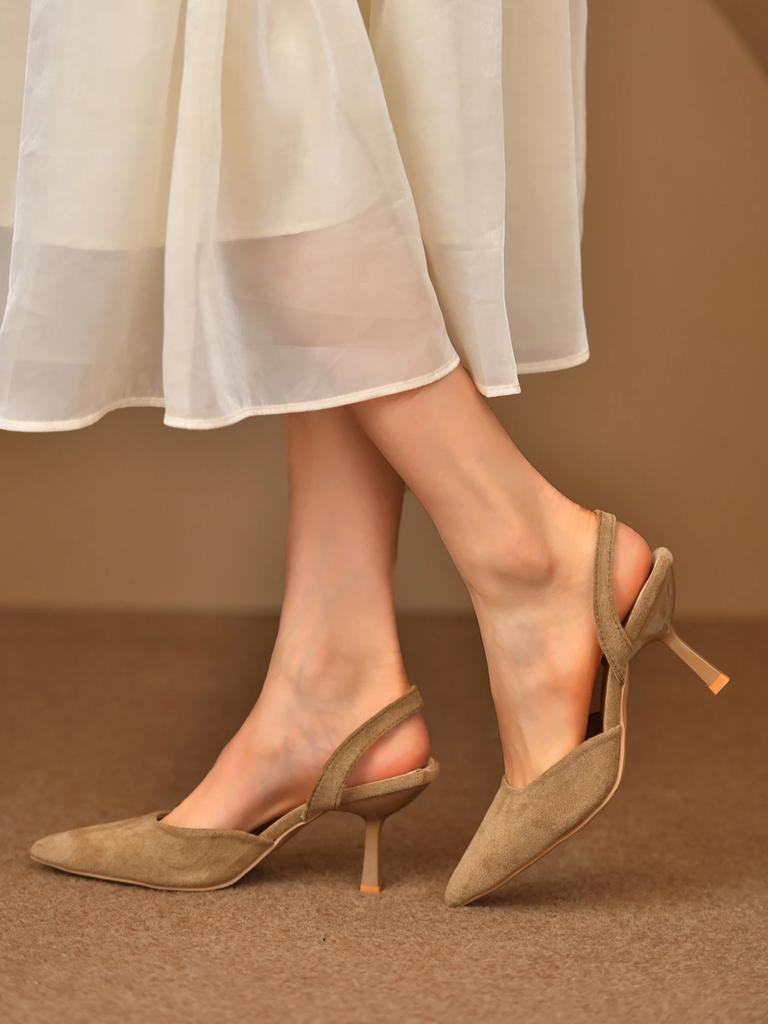 Женские летние босоножки 2024 года Элегантные женские туфли на среднем каблуке с острым носком на высоком каблуке Туфли для вечеринок Роскошные дизайнерские туфли на каблуках 2024 года