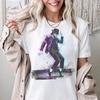 Белая хлопковая футболка Michael Jackson Moonwalk с неоновым принтом его культовой танцевальной позы Женские и мужские футболки