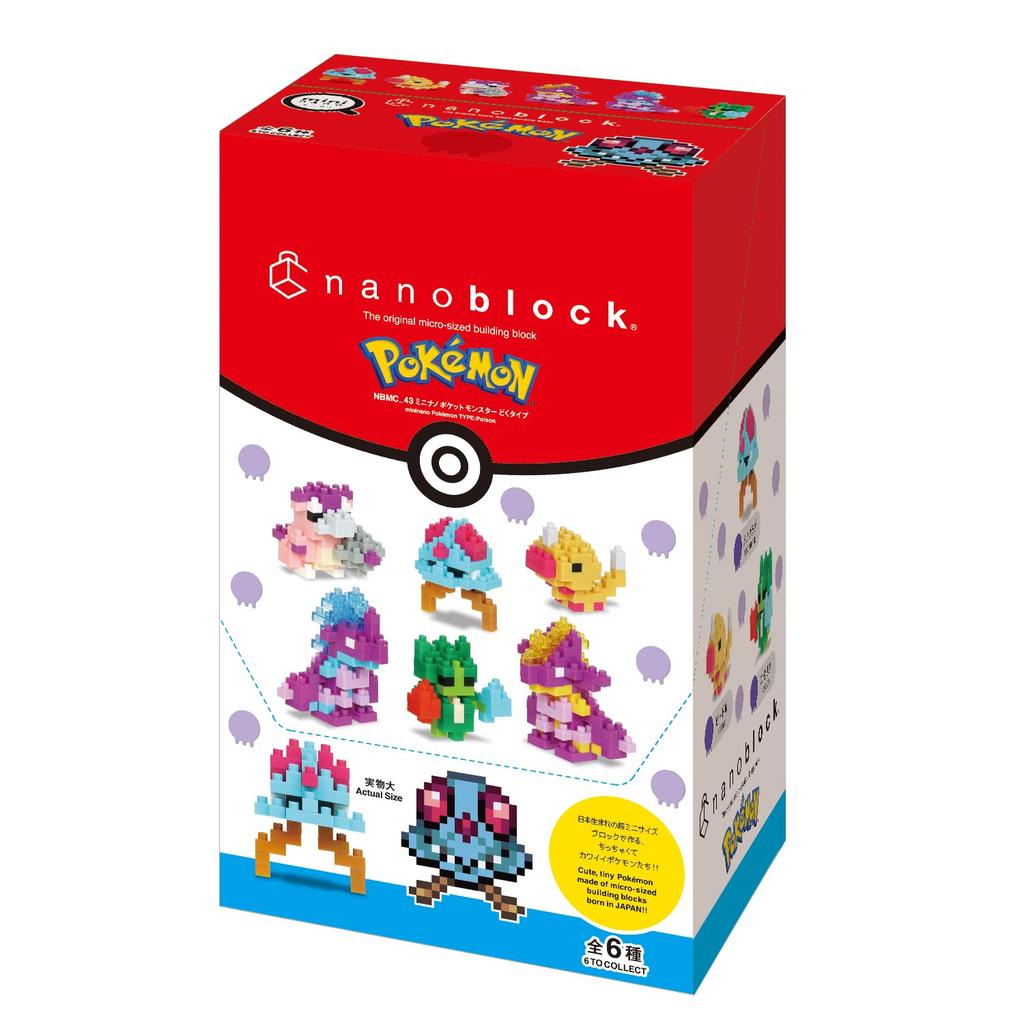 Nanoblock Mini Nano Pokemon Ядовитый тип (BOX) NBMC_43S 1 коробка = 6 штук, всего 6 типов