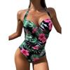 Printed Conservative One-Piece Halter European and American Sexy Swimsuit