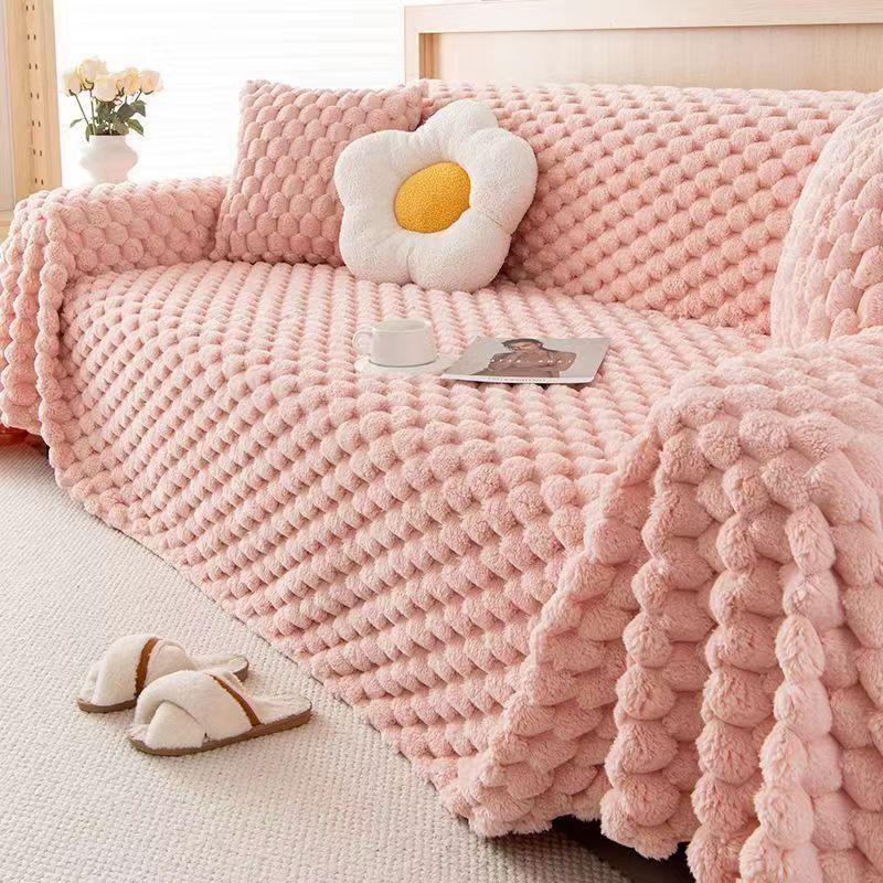 Зимний кролик плюшевый цельный чехол для дивана ткань утолщенная теплая диван полотенце зимний высококачественный нескользящий все включено чехол