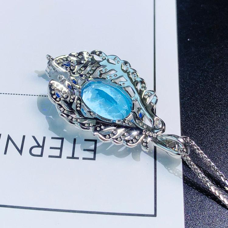 Натуральное серебро 925 пробы, кулон с синим сапфиром, ожерелья для женщин, ожерелья Mujer, серебро 925, ювелирные изделия, сапфир, топаз, Joyas